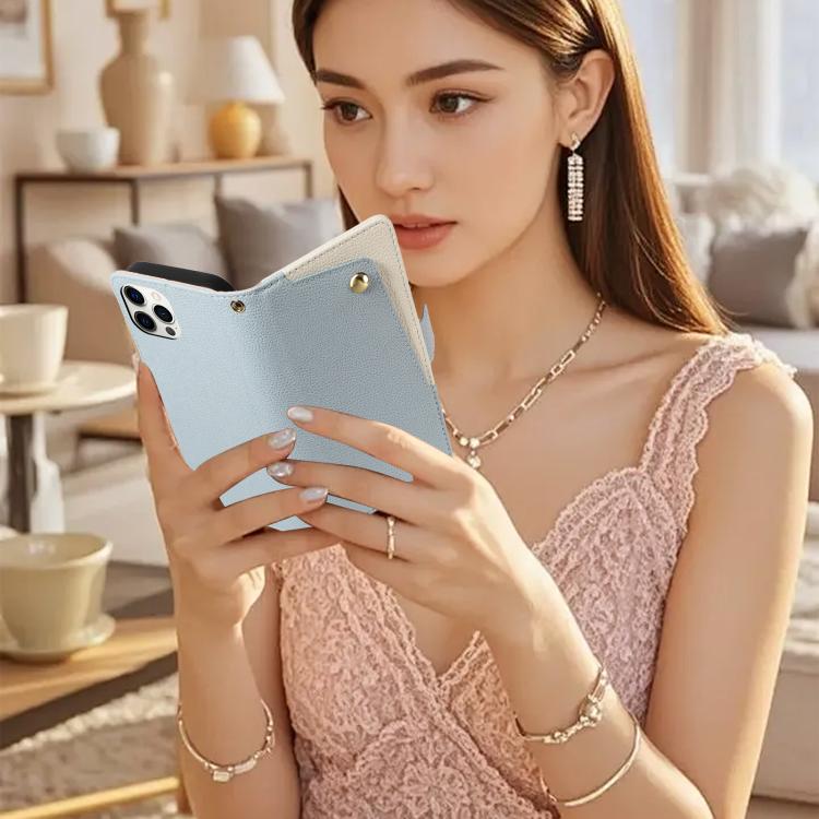For iPhone 12 Pro Litchi Texture Wallet Mirror Leather Phone Case