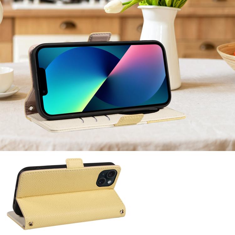 For iPhone 13 Litchi Texture Wallet Mirror Leather Phone Case