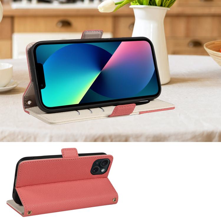 For iPhone 13 Litchi Texture Wallet Mirror Leather Phone Case