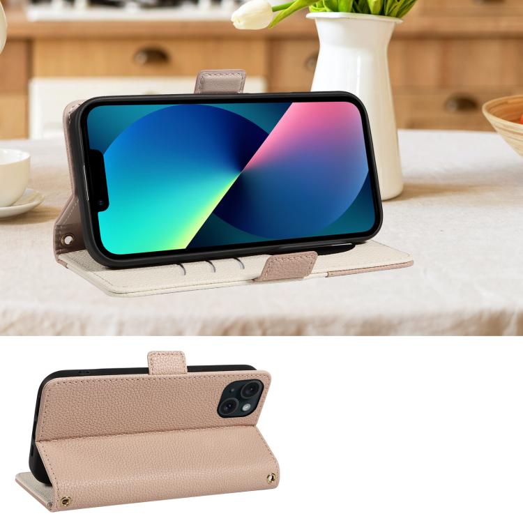 For iPhone 13 Litchi Texture Wallet Mirror Leather Phone Case