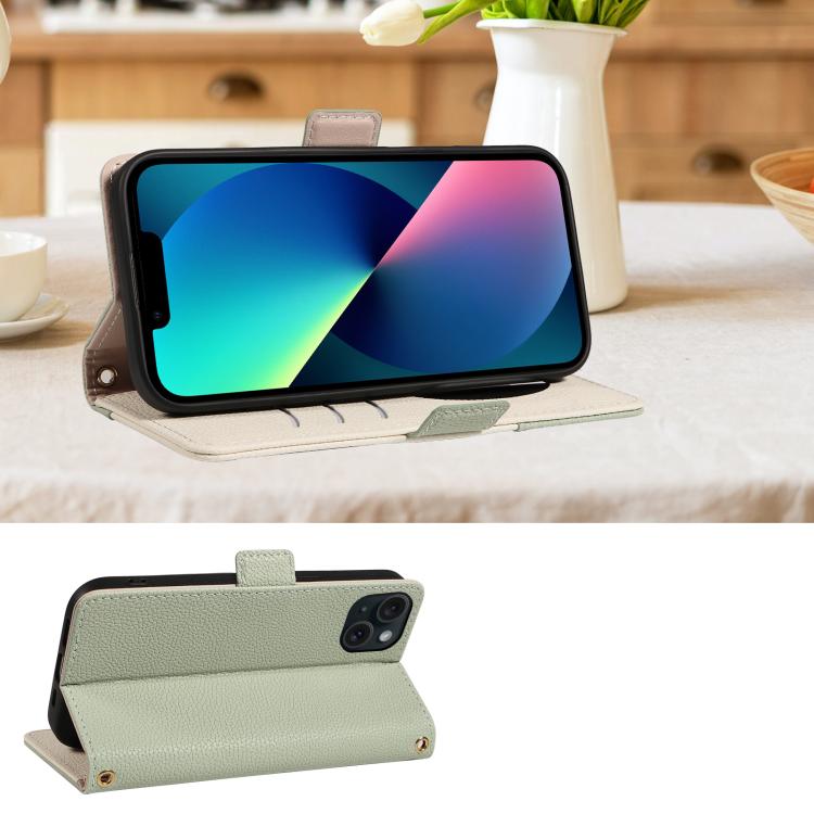 For iPhone 13 Litchi Texture Wallet Mirror Leather Phone Case