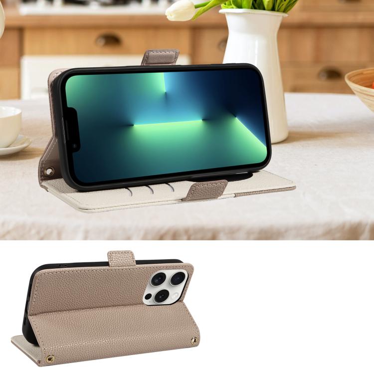 For iPhone 13 Pro Max Litchi Texture Wallet Mirror Leather Phone Case