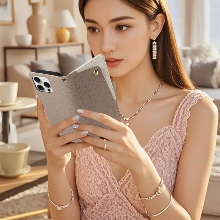 For iPhone 13 Pro Max Litchi Texture Wallet Mirror Leather Phone Case