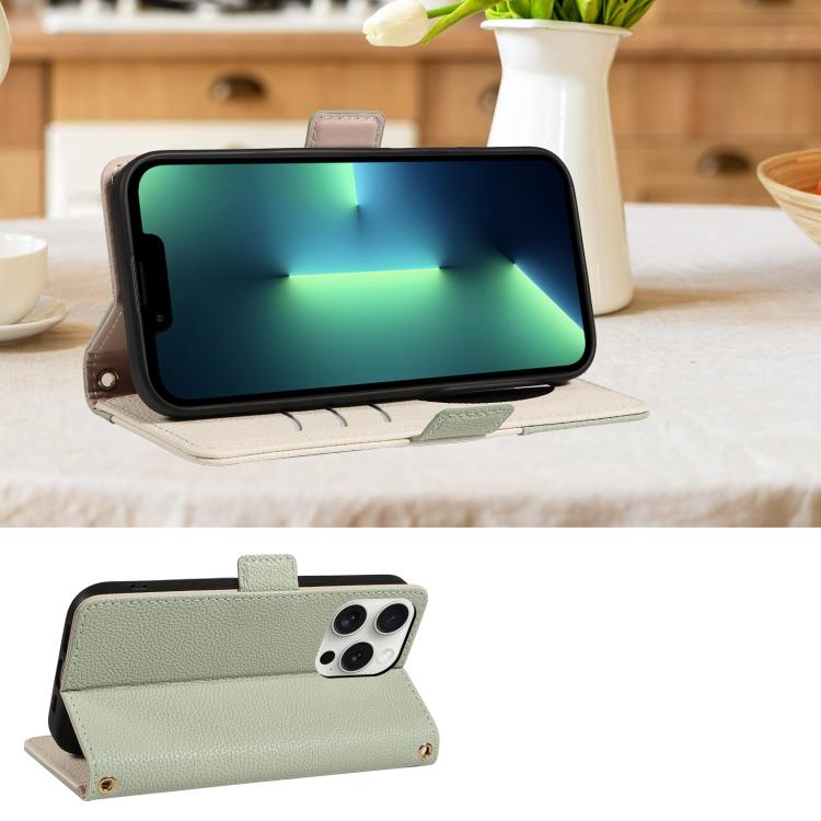 For iPhone 13 Pro Max Litchi Texture Wallet Mirror Leather Phone Case