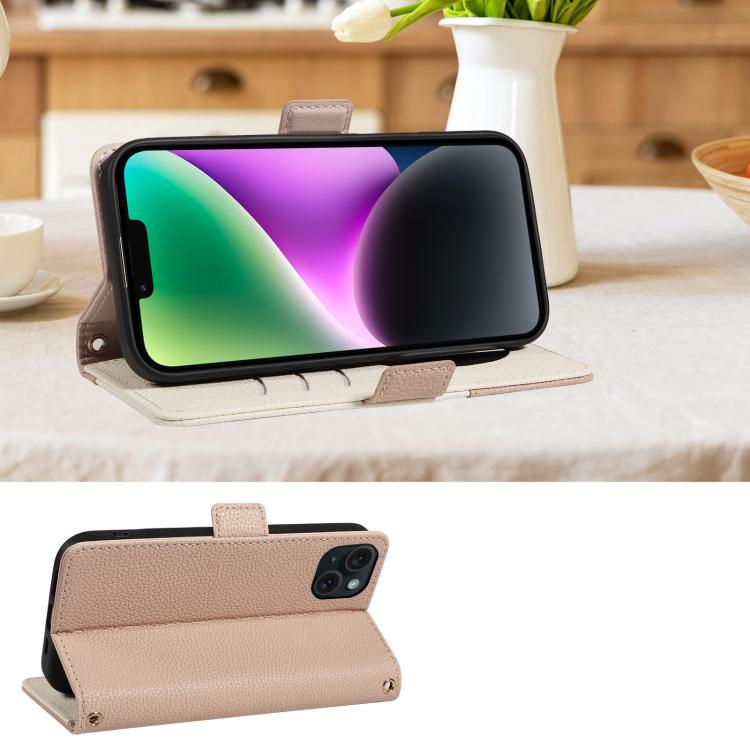 For iPhone 14 Litchi Texture Wallet Mirror Leather Phone Case