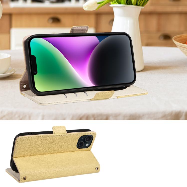 For iPhone 14 Plus Litchi Texture Wallet Mirror Leather Phone Case