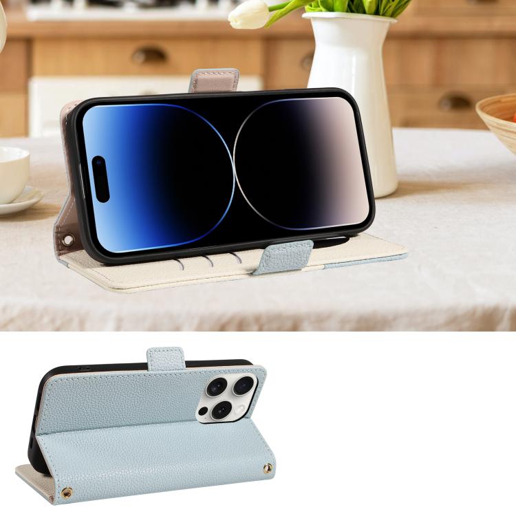 For iPhone 14 Pro Max Litchi Texture Wallet Mirror Leather Phone Case