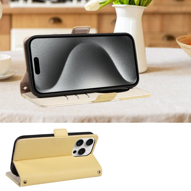For iPhone 15 Pro Litchi Texture Wallet Mirror Leather Phone Case
