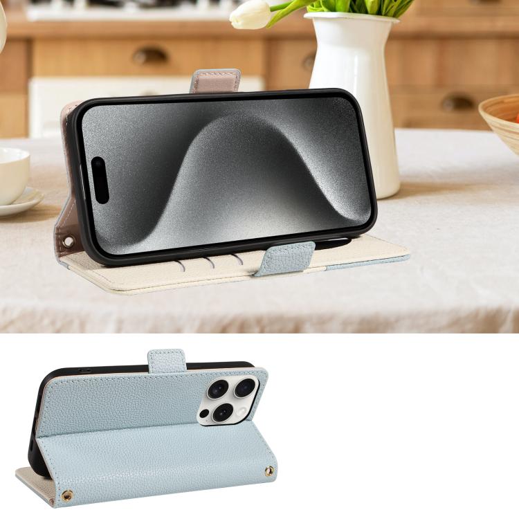 For iPhone 15 Pro Litchi Texture Wallet Mirror Leather Phone Case