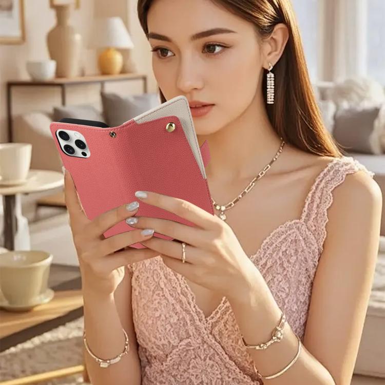 For iPhone 15 Pro Litchi Texture Wallet Mirror Leather Phone Case