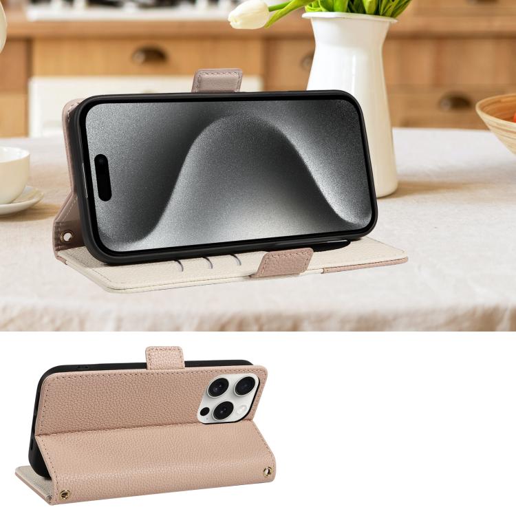 For iPhone 15 Pro Litchi Texture Wallet Mirror Leather Phone Case