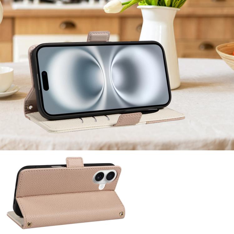 For iPhone 16 Plus Litchi Texture Wallet Mirror Leather Phone Case