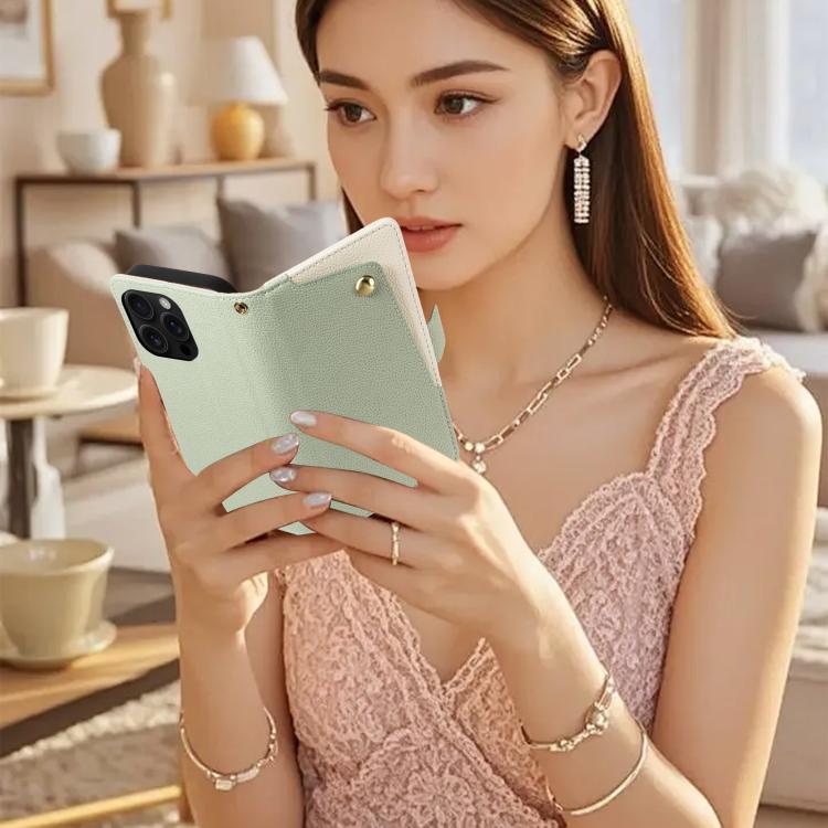 For iPhone 16 Pro Litchi Texture Wallet Mirror Leather Phone Case