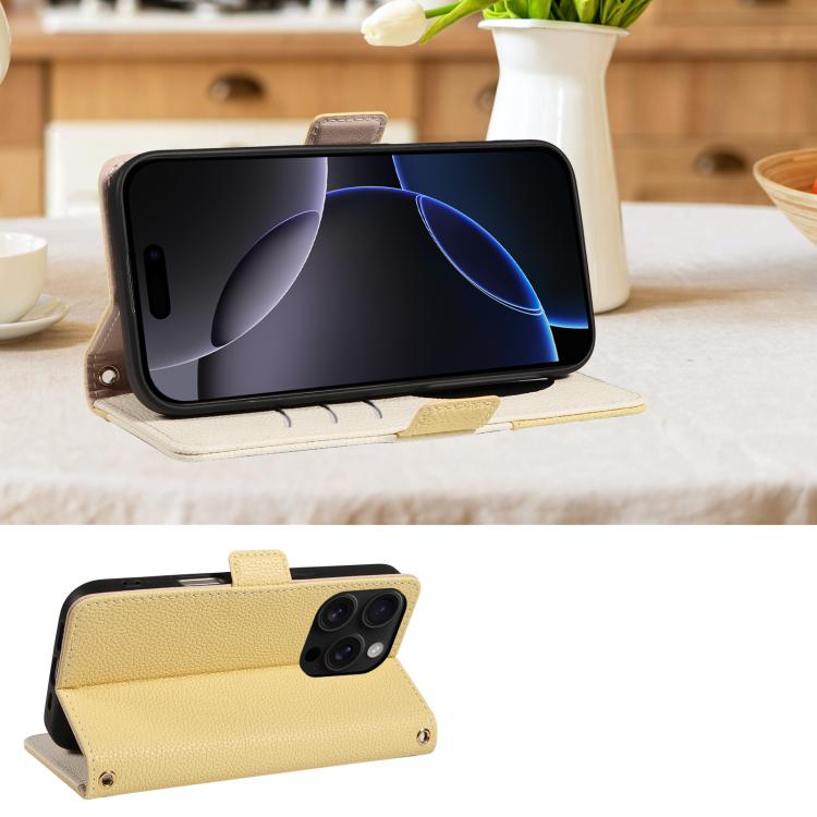 For iPhone 16 Pro Max Litchi Texture Wallet Mirror Leather Phone Case