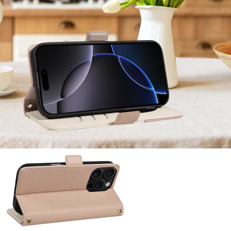 For iPhone 16 Pro Max Litchi Texture Wallet Mirror Leather Phone Case