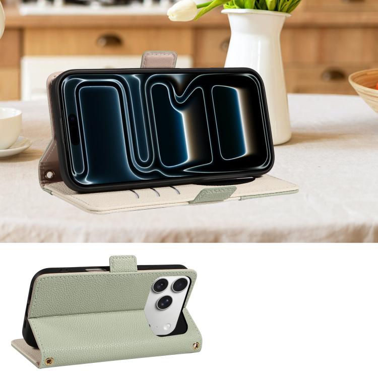 For iPhone 17 Pro Litchi Texture Wallet Mirror Leather Phone Case