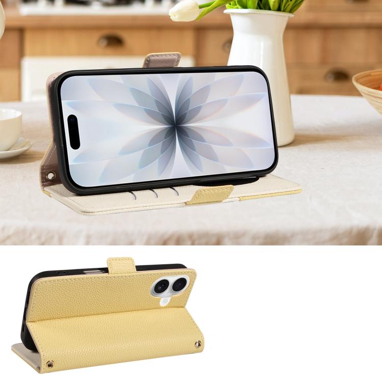 For iPhone 17 Litchi Texture Wallet Mirror Leather Phone Case