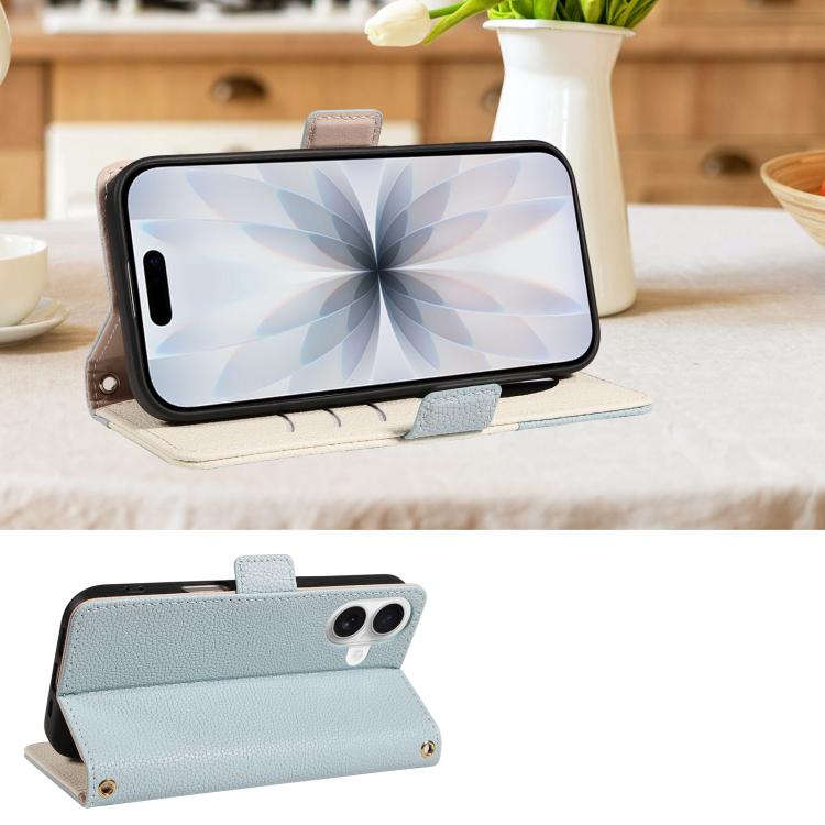 For iPhone 17 Litchi Texture Wallet Mirror Leather Phone Case