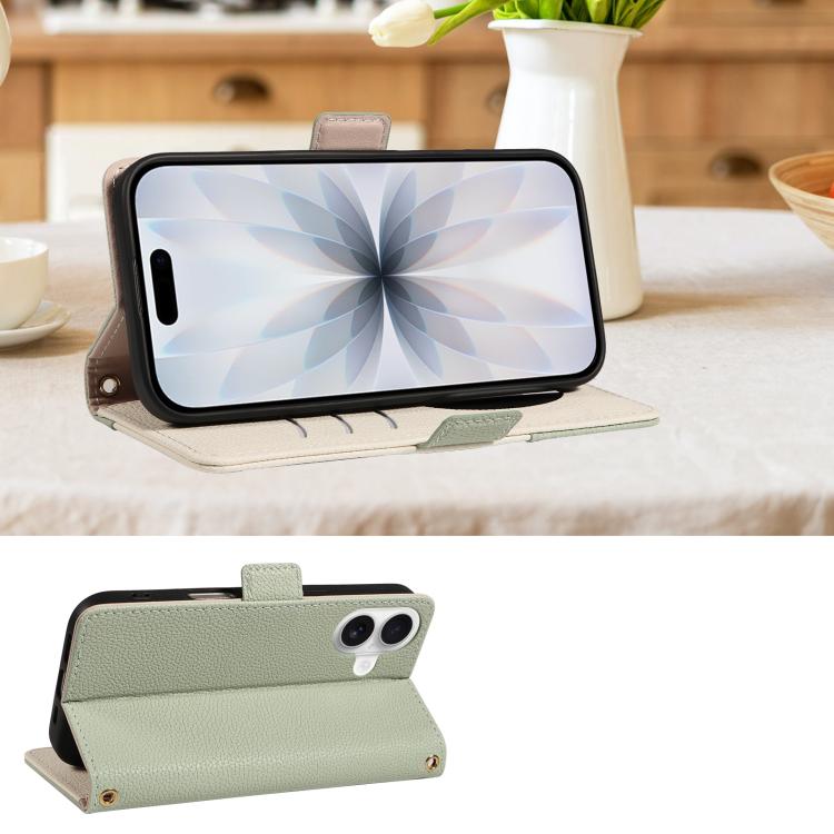 For iPhone 17 Litchi Texture Wallet Mirror Leather Phone Case