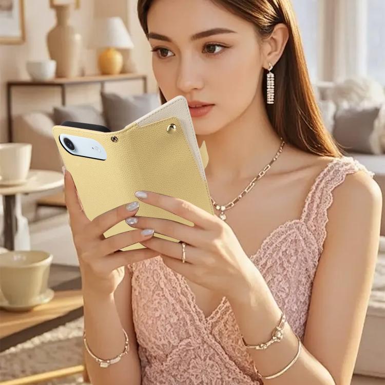 For iPhone Air Litchi Texture Wallet Mirror Leather Phone Case