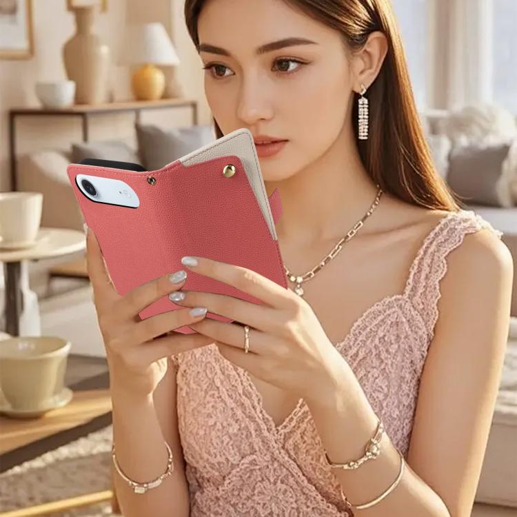 For iPhone Air Litchi Texture Wallet Mirror Leather Phone Case