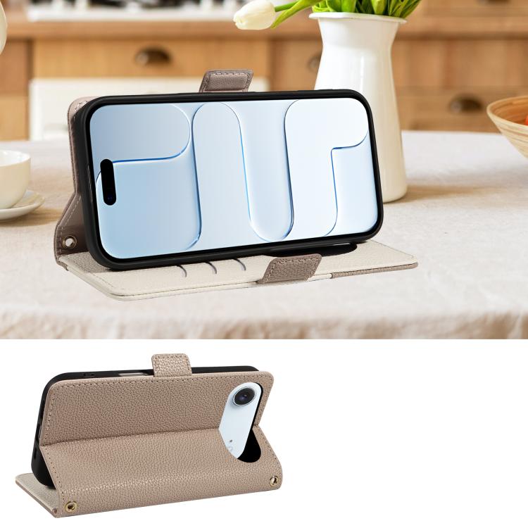 For iPhone Air Litchi Texture Wallet Mirror Leather Phone Case
