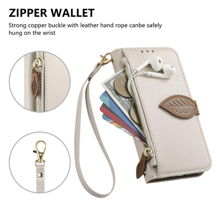 For Infinix Hot 50 Pro 4G Leaf Buckle Zipper Wallet Leather Phone Case with Strap