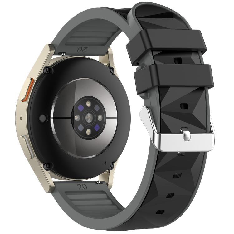 20mm Ice Crystal Texture Silver Pin Buckle Dual Color Silicone Watch Band