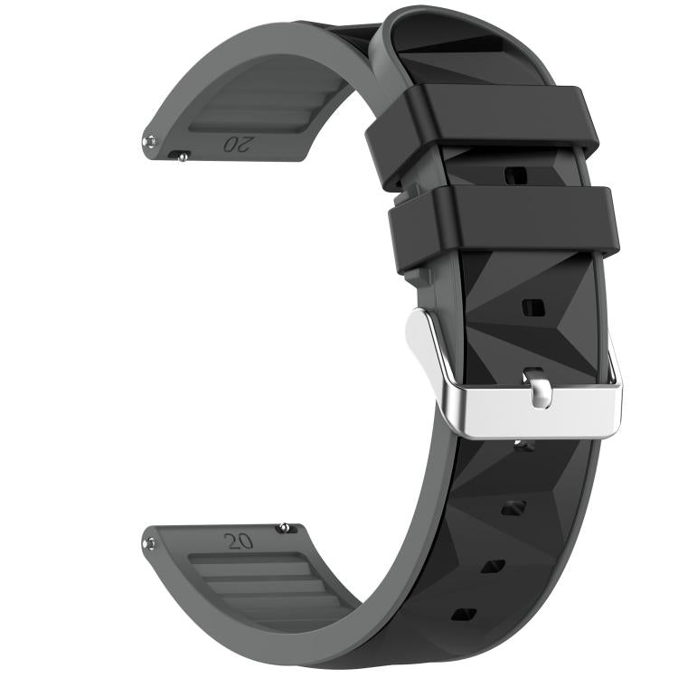 20mm Ice Crystal Texture Silver Pin Buckle Dual Color Silicone Watch Band