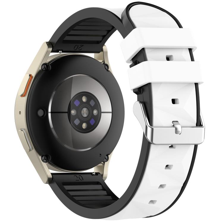 20mm Ice Crystal Texture Silver Pin Buckle Dual Color Silicone Watch Band