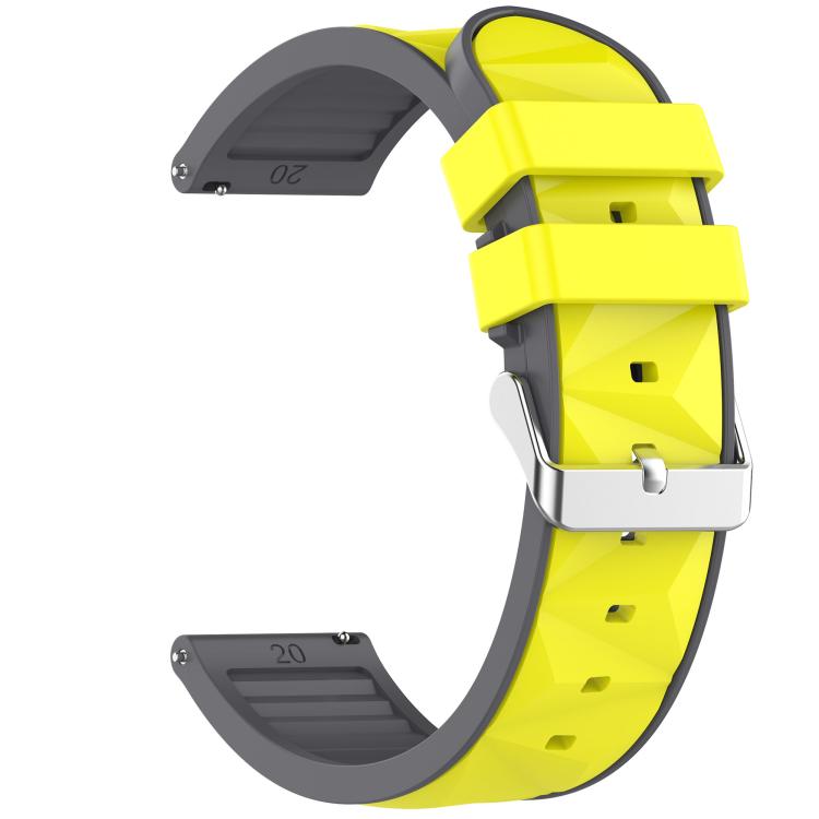 20mm Ice Crystal Texture Silver Pin Buckle Dual Color Silicone Watch Band