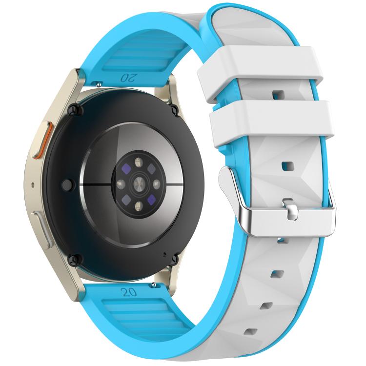 20mm Ice Crystal Texture Silver Pin Buckle Dual Color Silicone Watch Band