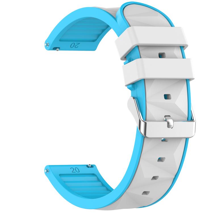 20mm Ice Crystal Texture Silver Pin Buckle Dual Color Silicone Watch Band