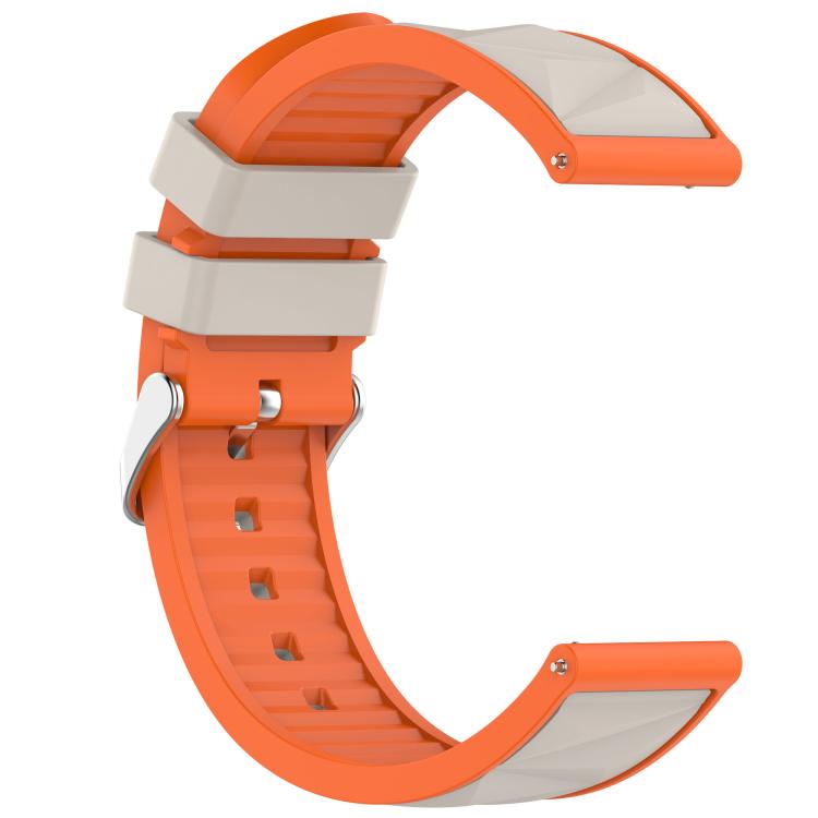 20mm Ice Crystal Texture Silver Pin Buckle Dual Color Silicone Watch Band