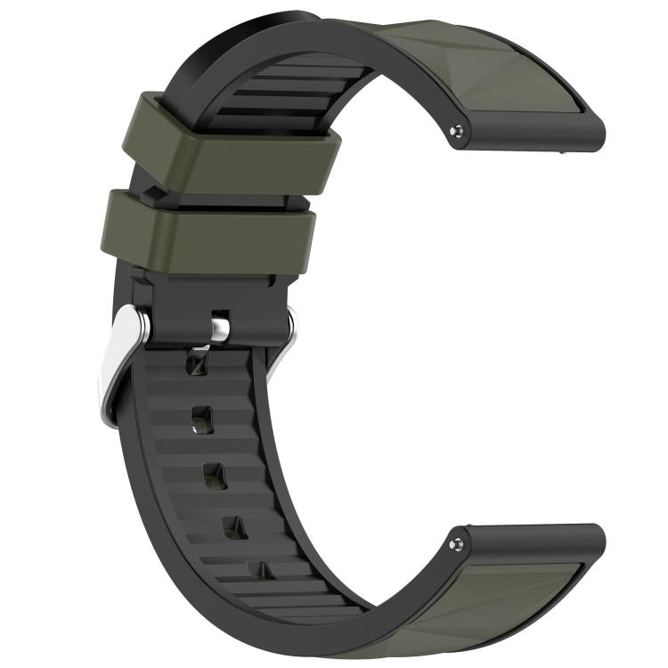 22mm Ice Crystal Texture Silver Pin Buckle Dual Color Silicone Watch Band