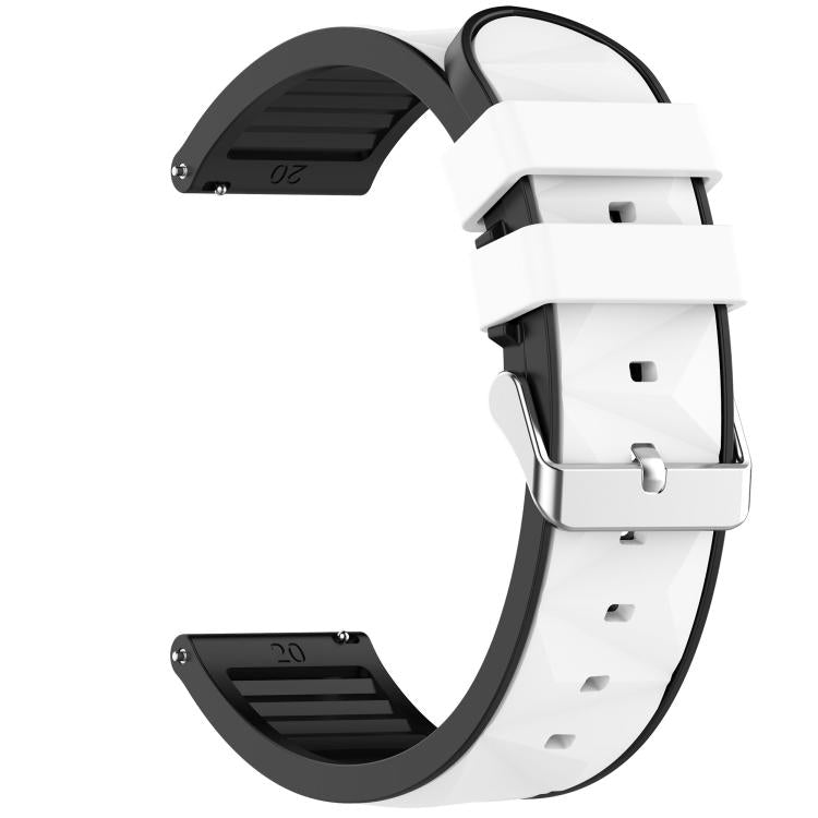 22mm Ice Crystal Texture Silver Pin Buckle Dual Color Silicone Watch Band