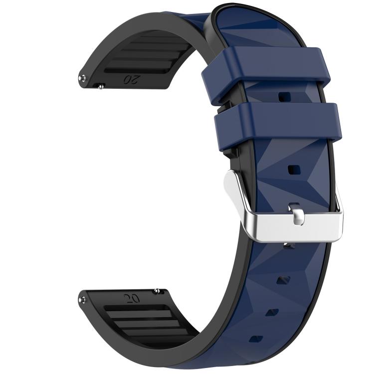 22mm Ice Crystal Texture Silver Pin Buckle Dual Color Silicone Watch Band