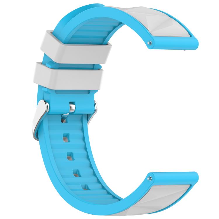 22mm Ice Crystal Texture Silver Pin Buckle Dual Color Silicone Watch Band