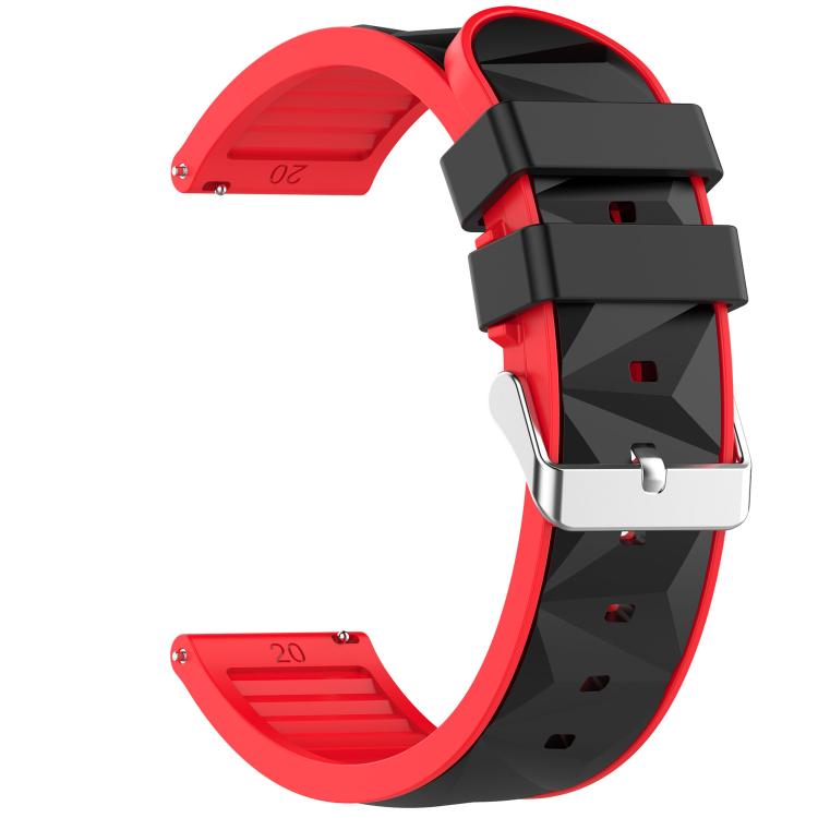 22mm Ice Crystal Texture Silver Pin Buckle Dual Color Silicone Watch Band
