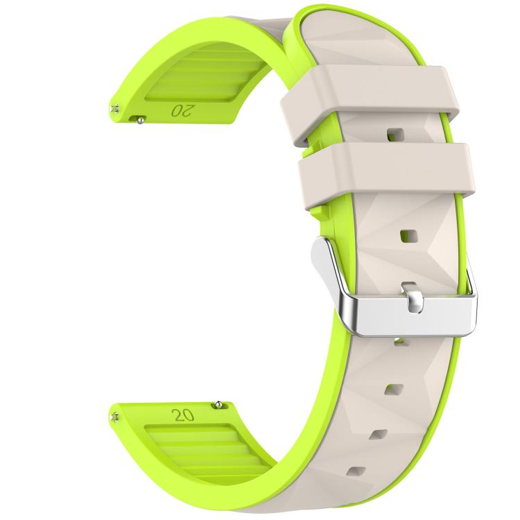 22mm Ice Crystal Texture Silver Pin Buckle Dual Color Silicone Watch Band