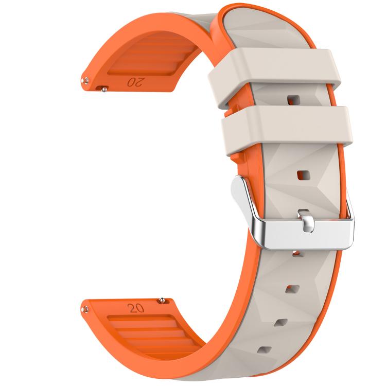 22mm Ice Crystal Texture Silver Pin Buckle Dual Color Silicone Watch Band