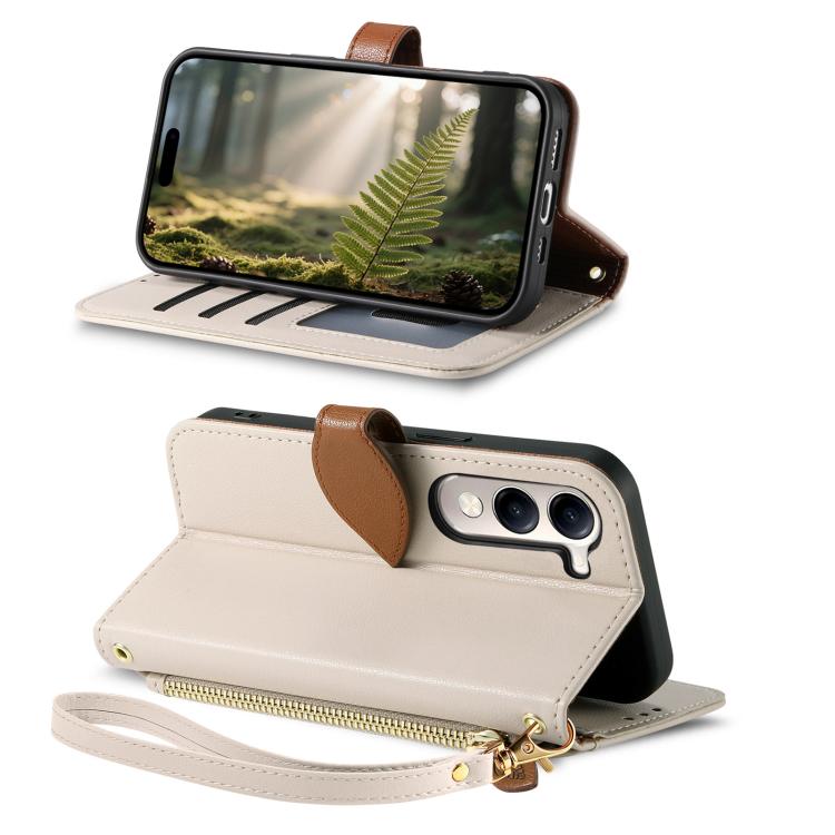 For vivo Y04 / Y29s 5G Leaf Buckle Zipper Wallet Leather Phone Case with Strap