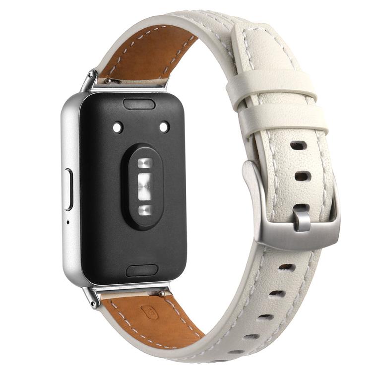 For Samsung Galaxy Fit 3 Silver Pin Buckle Concave Leather Watch Band