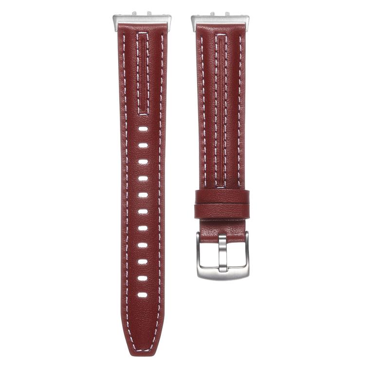 For Samsung Galaxy Fit 3 Silver Pin Buckle Concave Leather Watch Band
