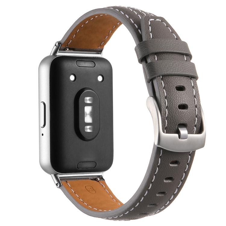 For Samsung Galaxy Fit 3 Silver Pin Buckle Concave Leather Watch Band