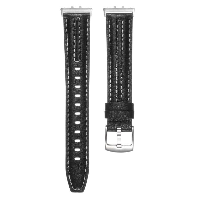 For Samsung Galaxy Fit 3 Silver Pin Buckle Concave Leather Watch Band