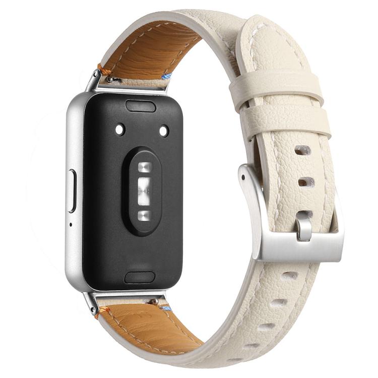 For Samsung Galaxy Fit 3 Stitched Pointed Tail Leather Watch Band