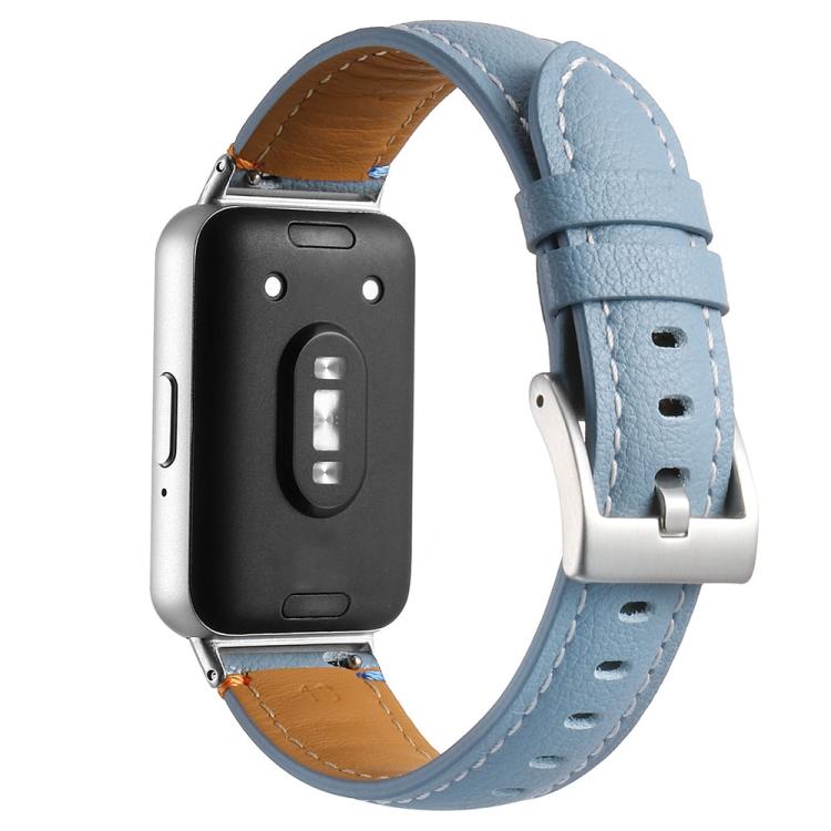 For Samsung Galaxy Fit 3 Stitched Pointed Tail Leather Watch Band