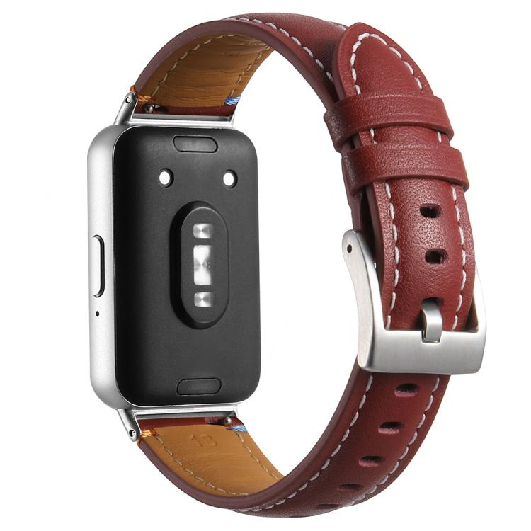 For Samsung Galaxy Fit 3 Stitched Pointed Tail Leather Watch Band
