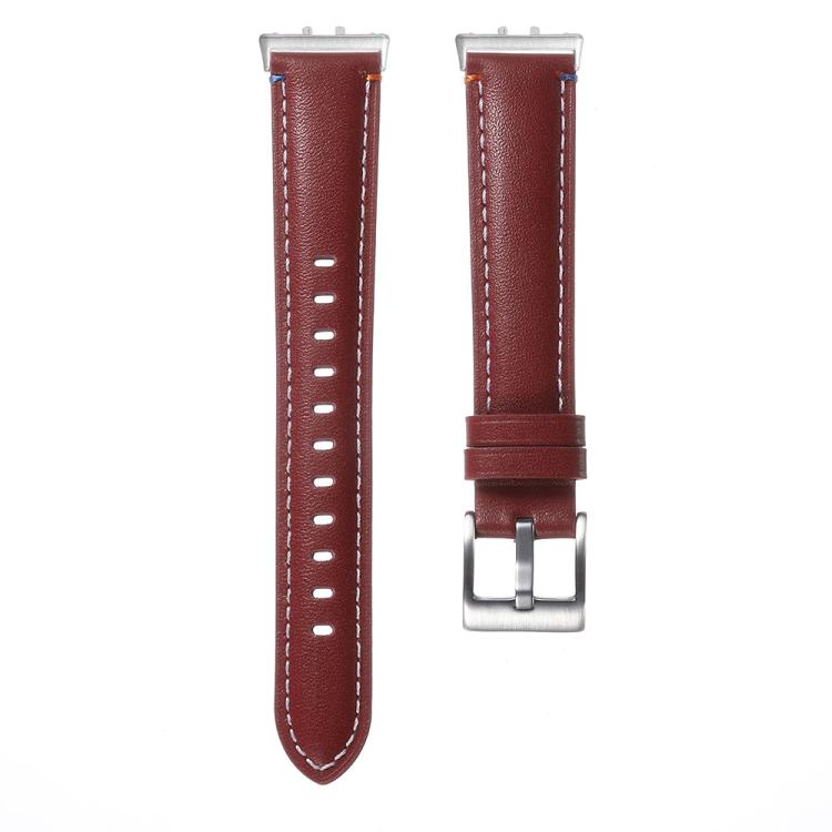 For Samsung Galaxy Fit 3 Stitched Pointed Tail Leather Watch Band